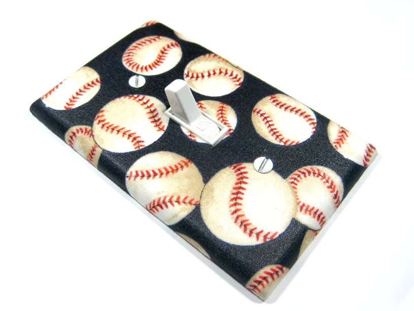 Light Switch Cover Navy Blue Baseball Decor Sports Nursery Theme Girls Softball Switchplate Switch Plate