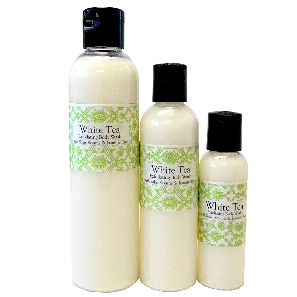 White Tea & Jasmine Rice Exfoliating Organic Body Wash with Sake and Sesame Oil 4.75 oz - NEW