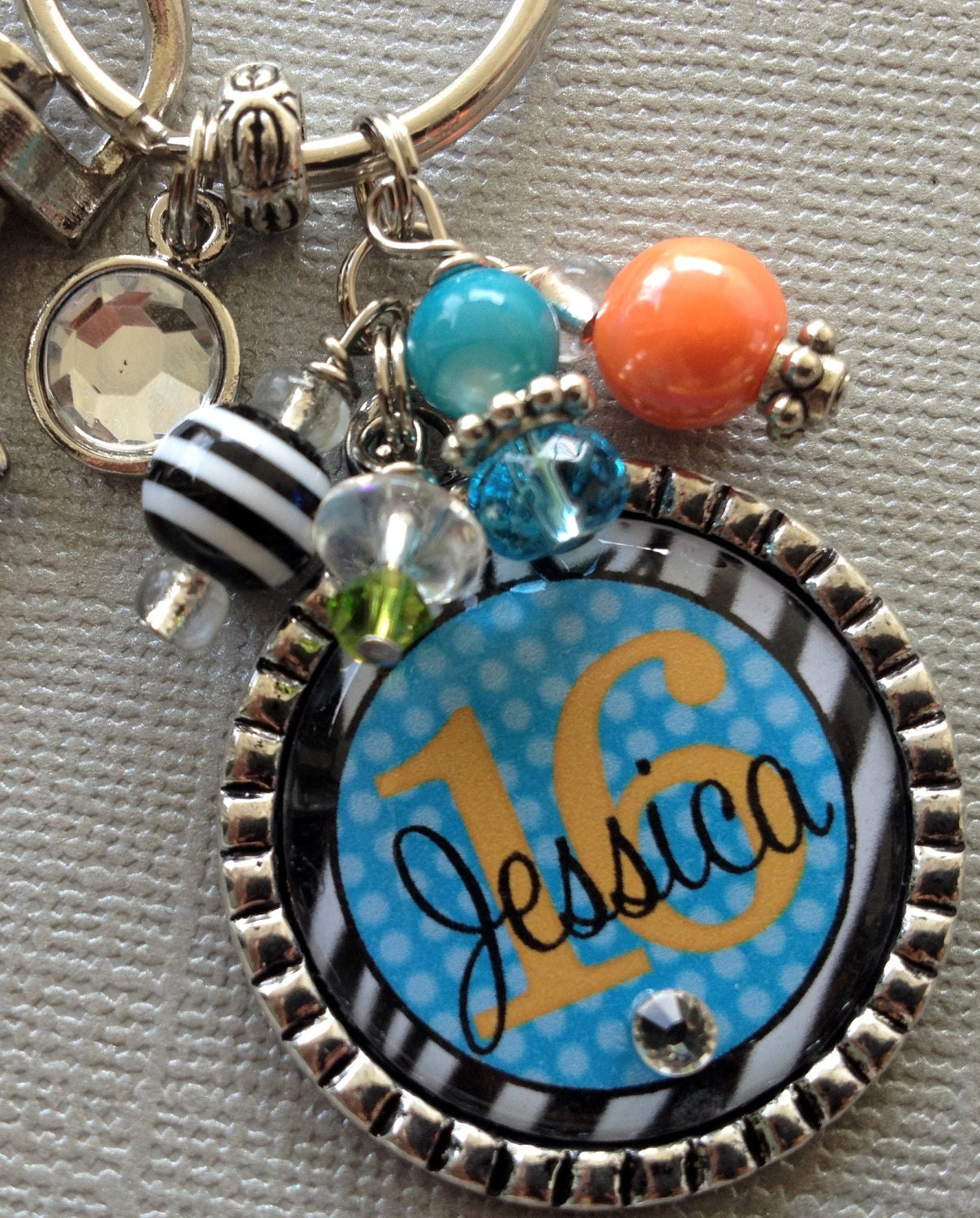 Sweet 16 PERSONALIZED NAME Keychain OR Necklace - Birthday Gift, 16th birthday, purse clip, 18th birthday, cheer, volleyball