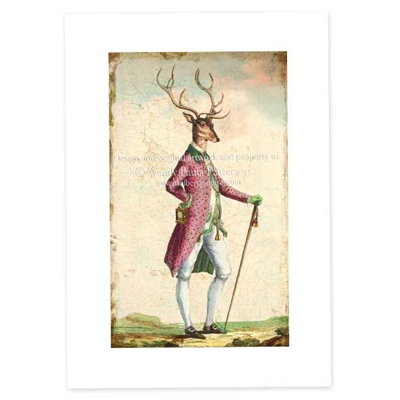 Woodland, Deer Man, Anthropomorphic, Stag, Giclee Art Print, Monsieur Chocolat Truffe, Vintage Style, Original Artwork