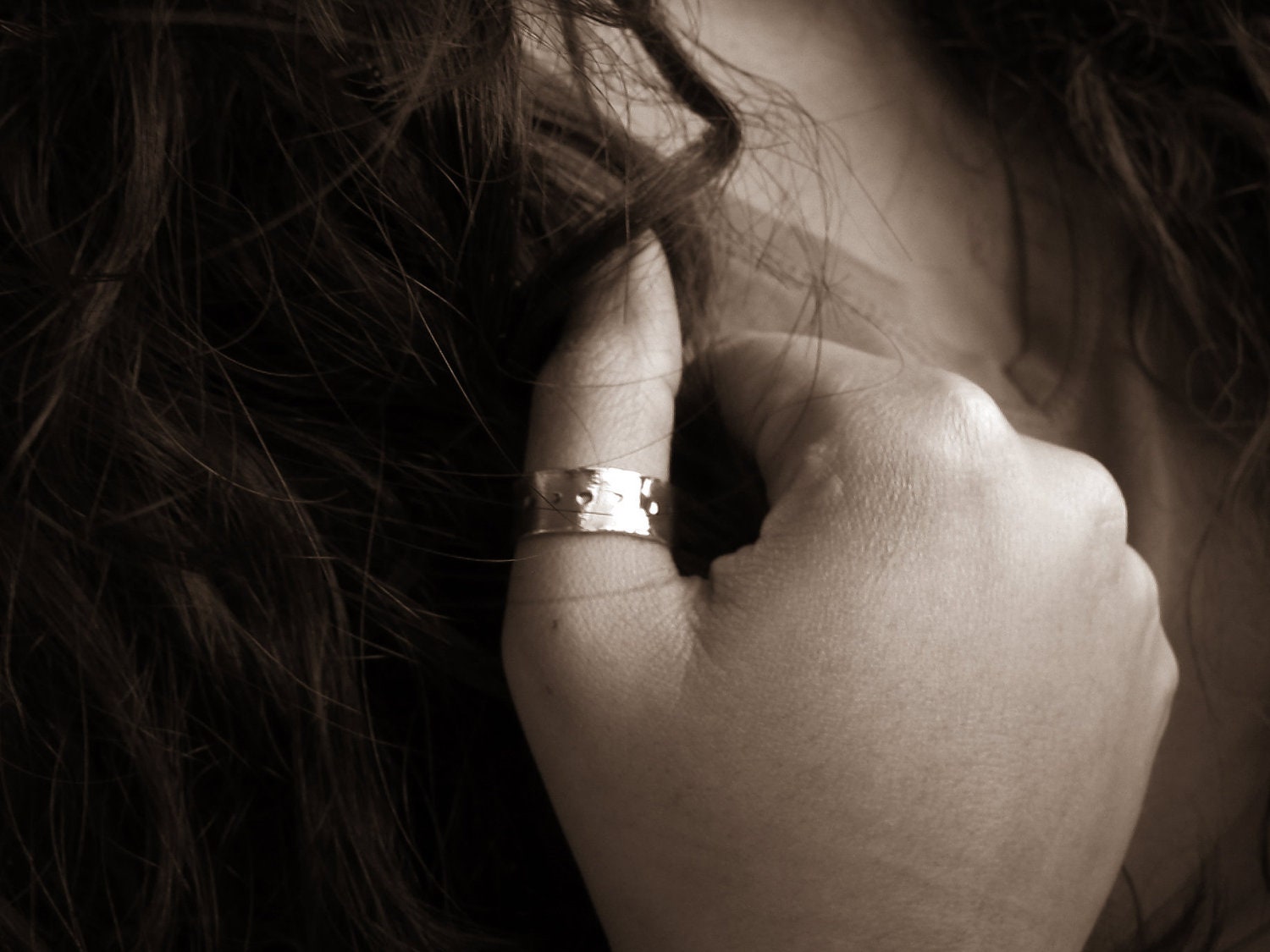 Ag- Sterling silver stamped band