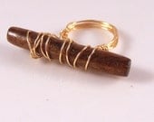 Gold and Brown Spear Single Ring - Statement - African - Eccentric - Tribal