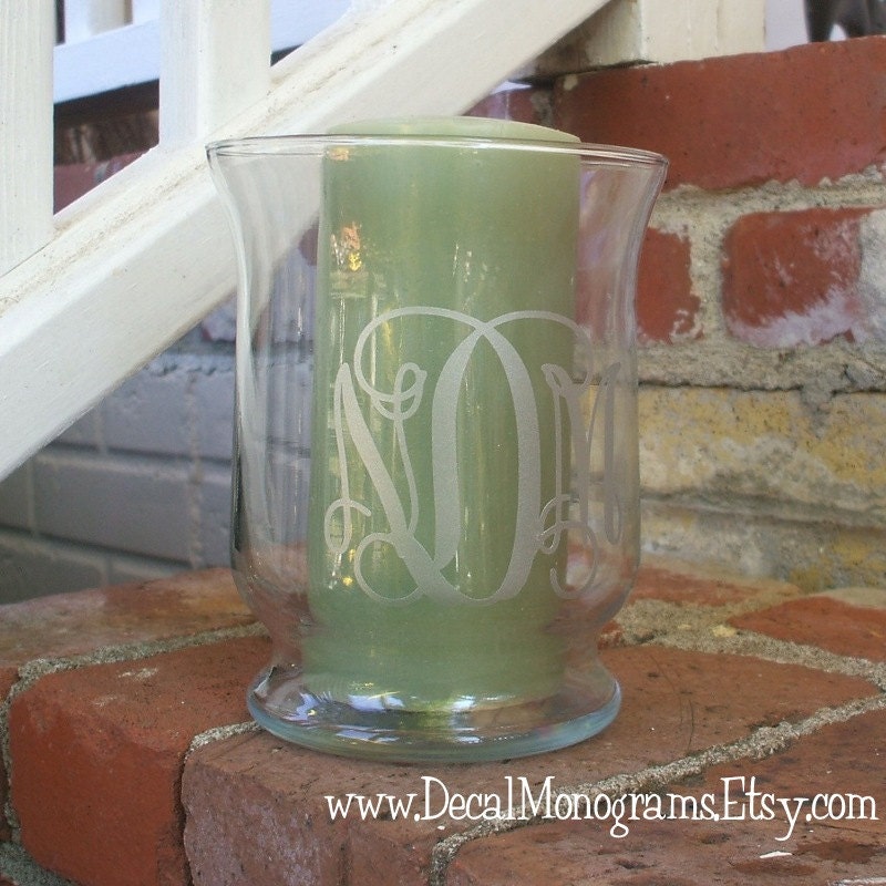 5 inch Etched Glass Monogrammed Vinyl Decal