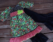 Girls  "MODERN CHRISTMAS" collection "Abby"  tunic and "Bella"  pant  sizes   12 - 18 - 24 mth 2T - 3T -- glitter holiday print