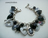The Beatles Black and White Glass Picture Charm Bracelet