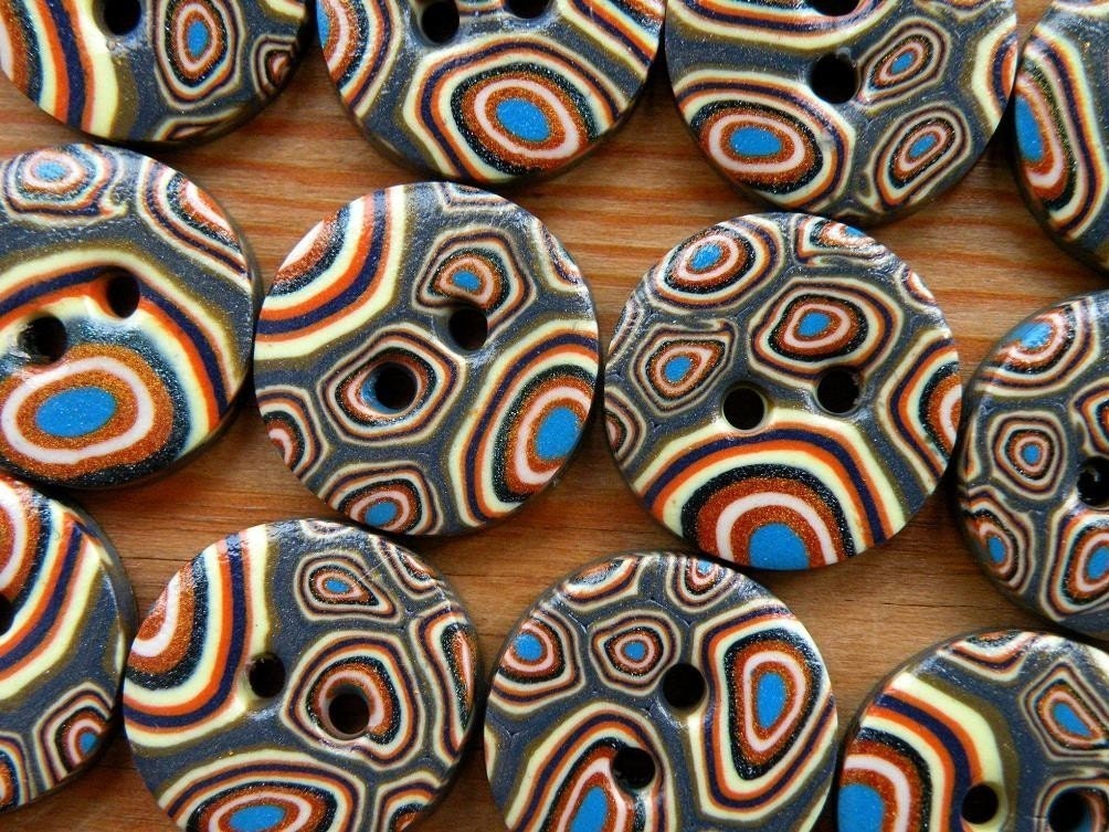 Set of 6 One-of-a-kind Handmade Buttons...