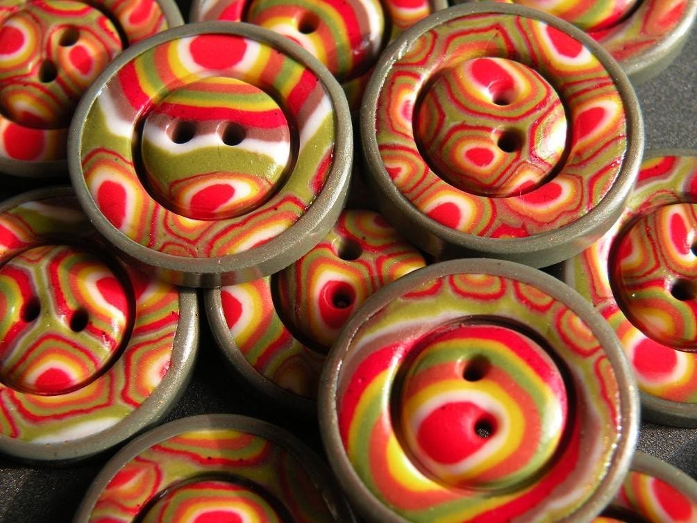 Set of 6 One-of-a-kind Handmade Buttons...