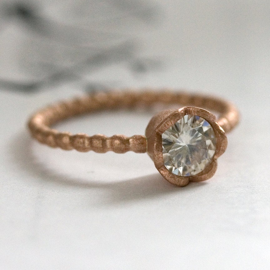 15% OFF - 14 Karat Rose Gold and Moissanite Engagement Ring