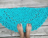 Turquoise Crochet Half Circle Doormat 15" x 30"