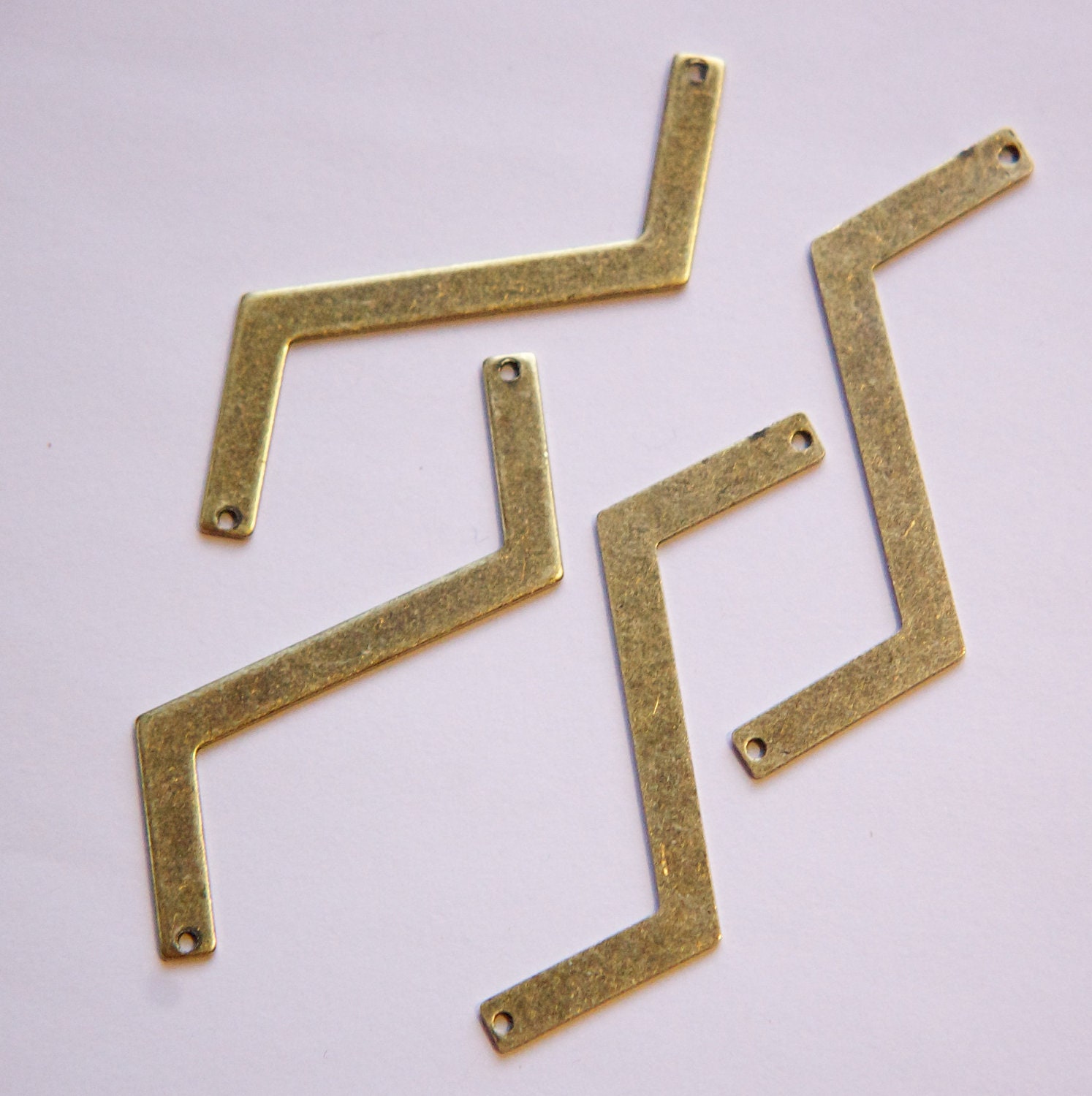 2 Hole Brass Ox Z Shaped Zigzag Connector Pendants mtl269D