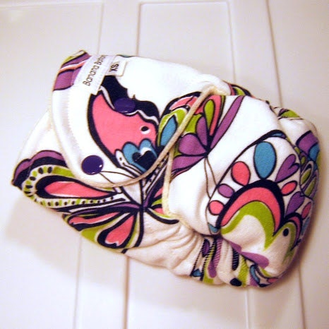 Butterflies Fitted Cloth Diaper Newborn Super Nights made with bamboo velour and organic cotton