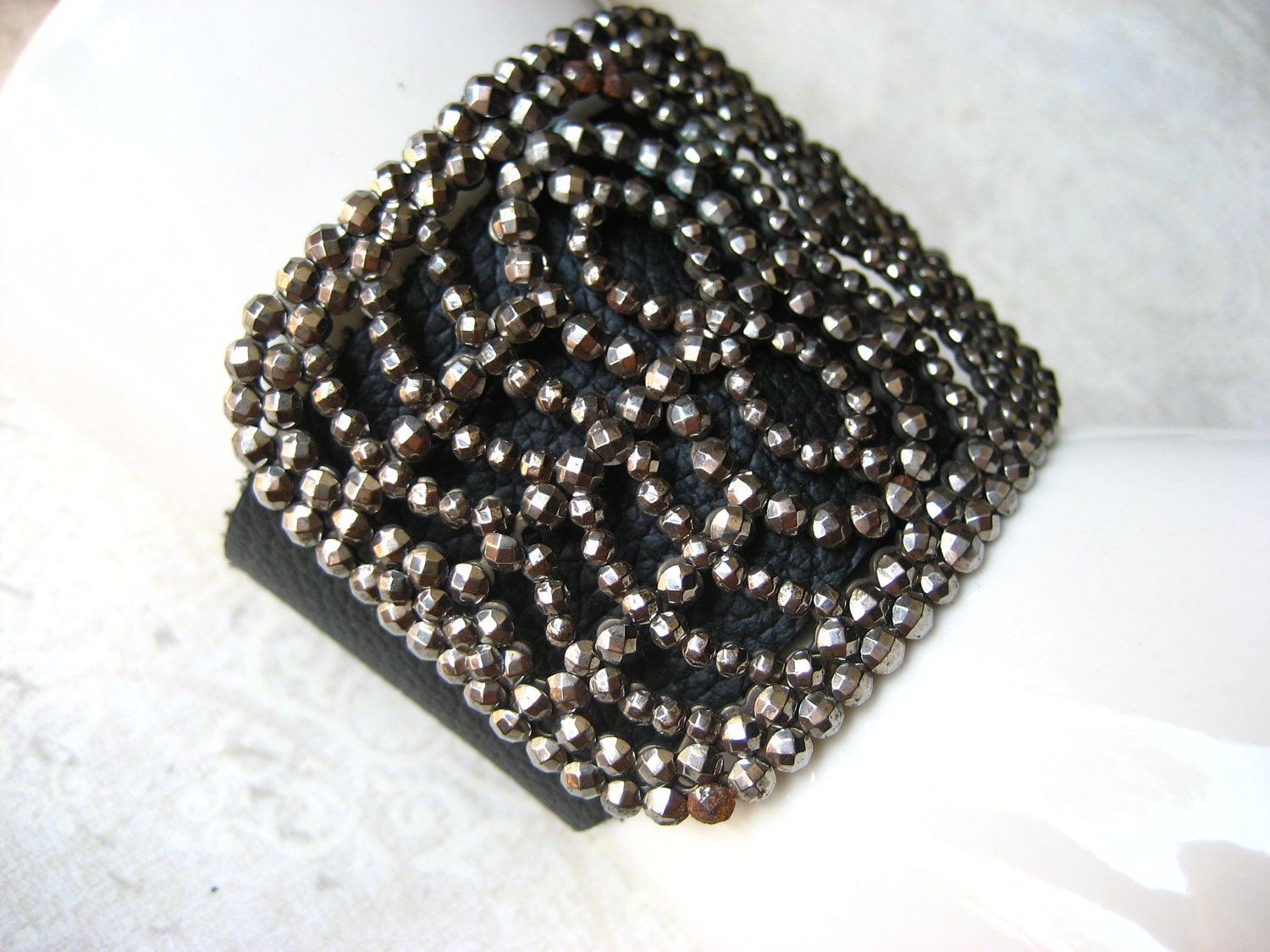 special open studios sale : vintage french cut steel bracelet