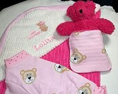 Pet Clothing Nightie or Pajamas For Bear Hugs Package  in Pink Teddy Bear Faces To Order
