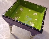 Skull business card Dish w/ striped legs