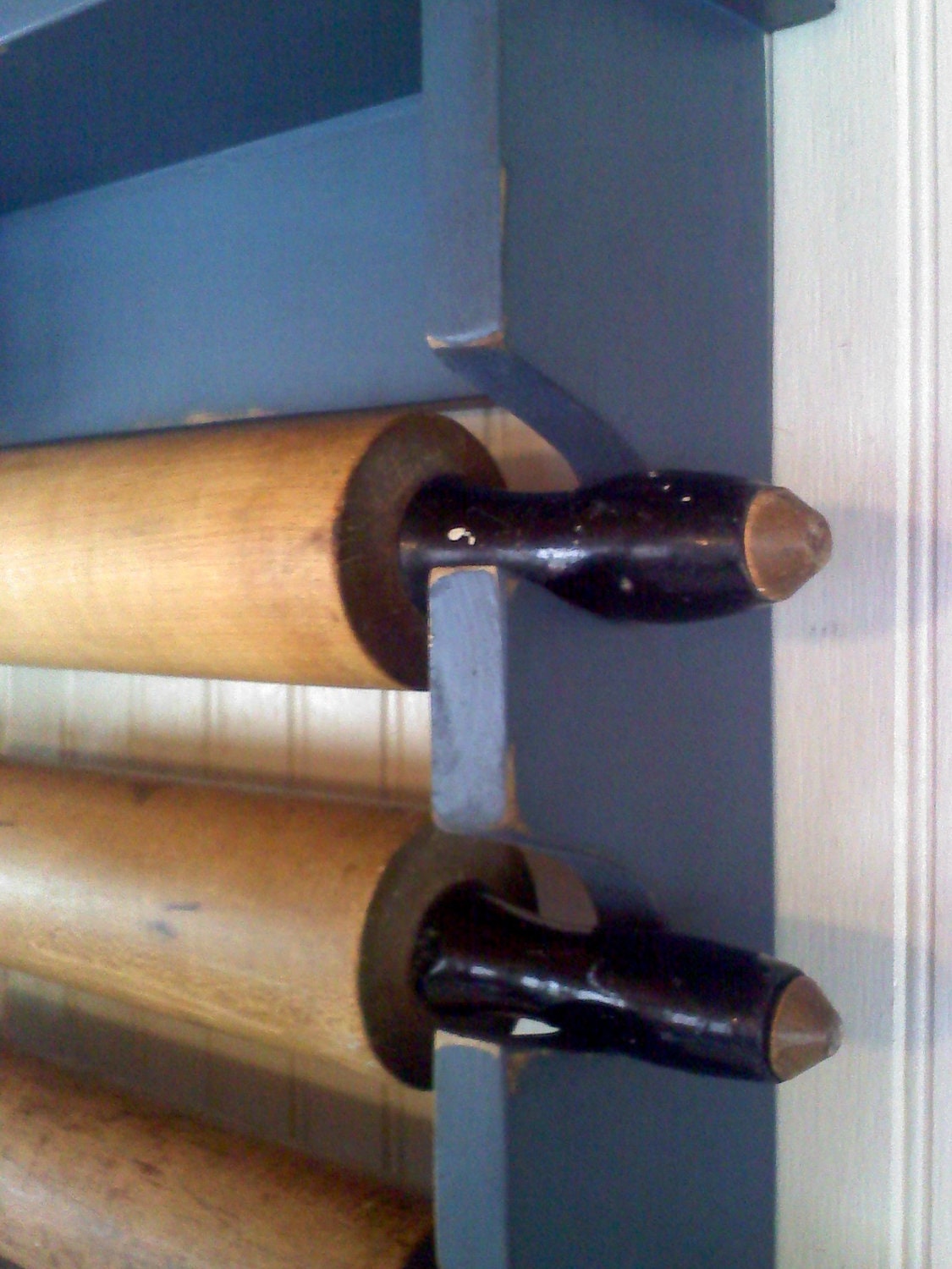 Primitive Rolling Pin Rack with Pegs Wooden Country