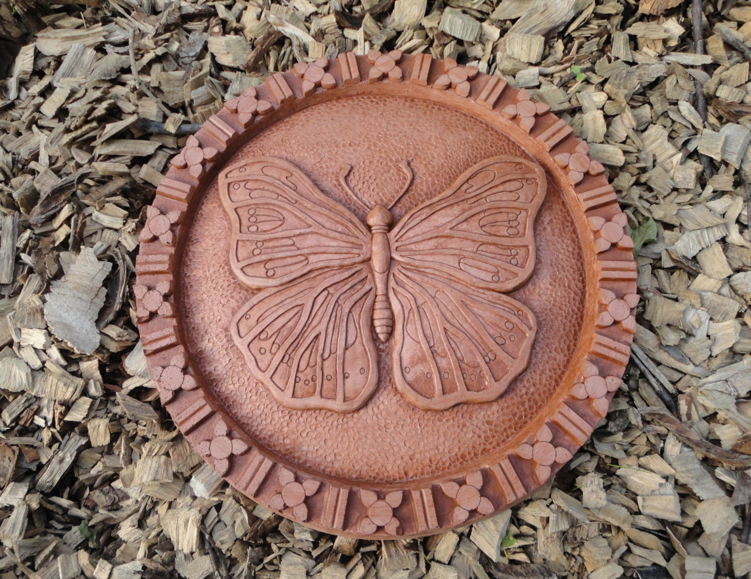 Concrete Butterfly Stepping Stone (Terracotta) Garden Sculpture