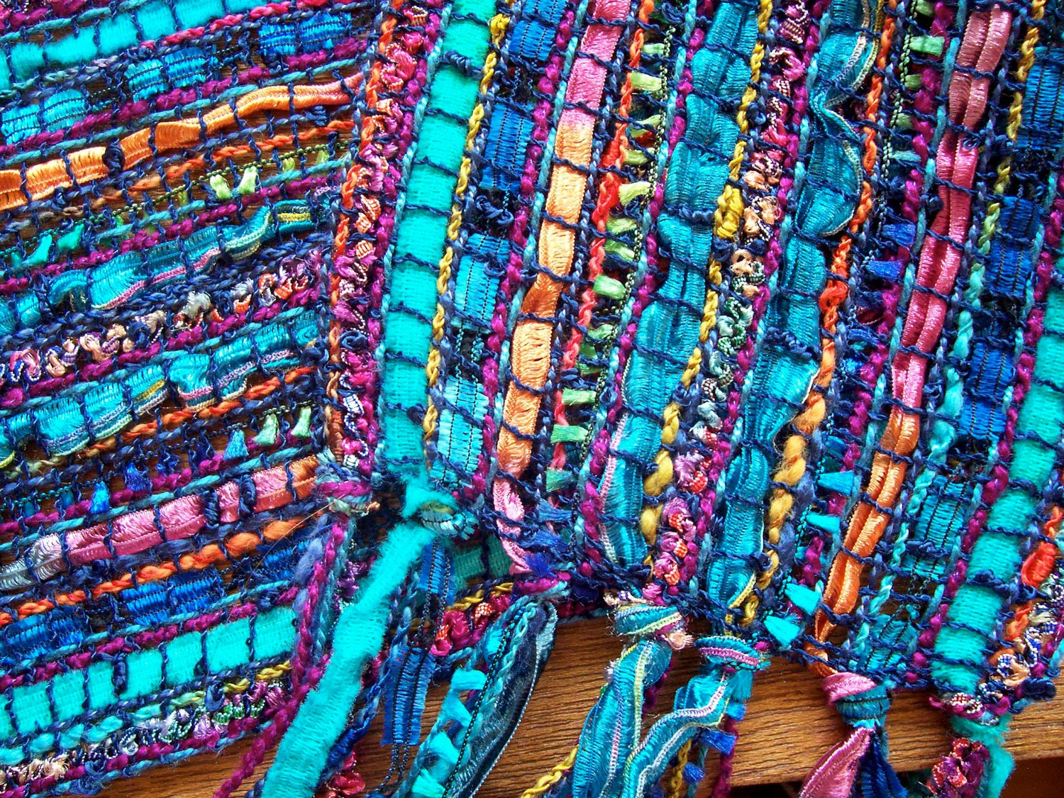 sheer handwoven scarf, in beautiful blues