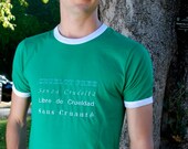 Embroidered Green Ringer Tee - Cruelty Free