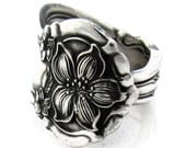 Spoon Ring, Choose Your Size 1910 Silver Orange Blossom