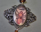 Handmade Resin Vintage Style Bee Pendant with - Artisan Lampwork Bead and Crystals