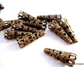 25 Bronze Bead Caps Cone Iron Antique Color 22x9mm - 25 pc - F4024BC-AB25
