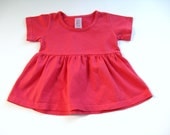 Baby Girls Dress, Blank,  Hand Dyed Red, Size 2T, Cotton Summer Top, Short Sleeve