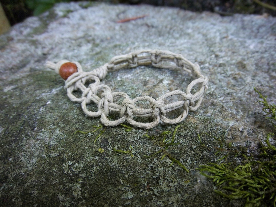 Natural Open Square Knot Hemp Bracelet