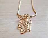 Solid 14k Gold Feather Pendant, Feather Necklace, Gold Filigree Necklace, Solid 14k Gold Necklace