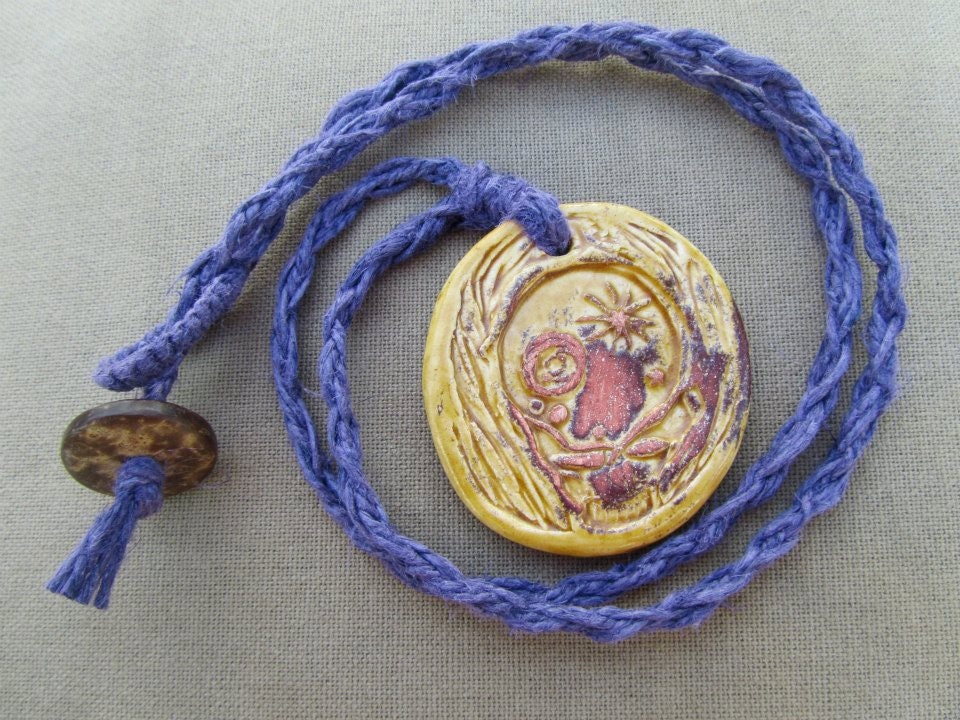 Ceramic Grateful Dead Stealie Hemp Necklace