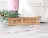 Holiday Gift Tags - Set of 9 modern engraved wood gift tags