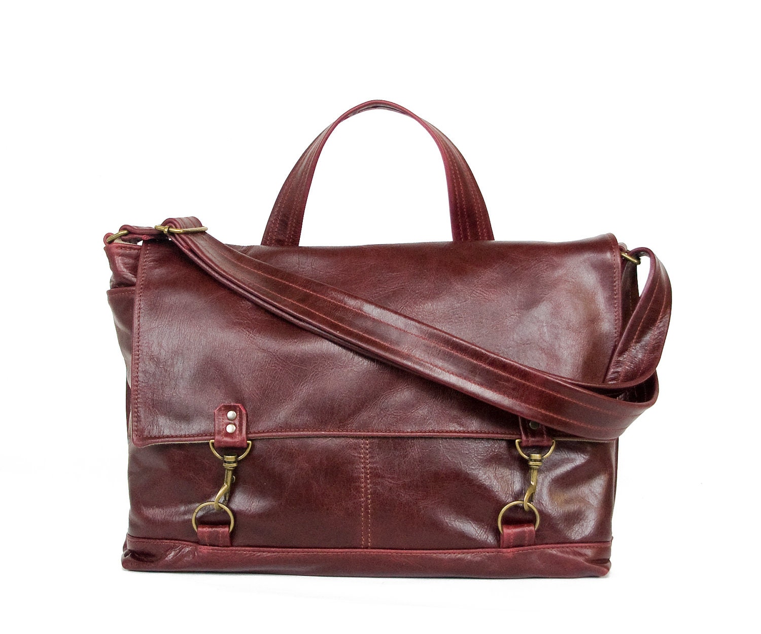 Apprentice Messenger in Cranberry Red Leather - Made to Order