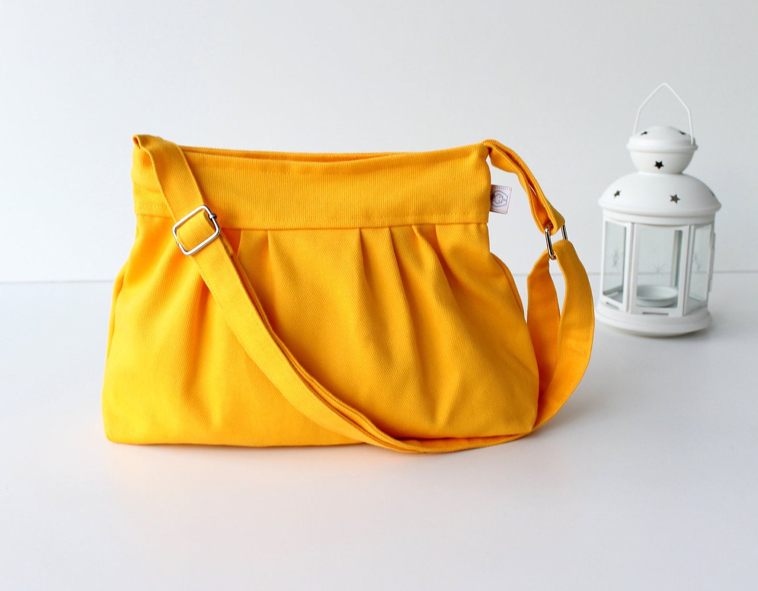 Pleated Bag in Canary Yellow - Small - adjustable strap / top ZIPPERED CLOSURE / Christmas gift / Holiday / For women / Teens /  For her