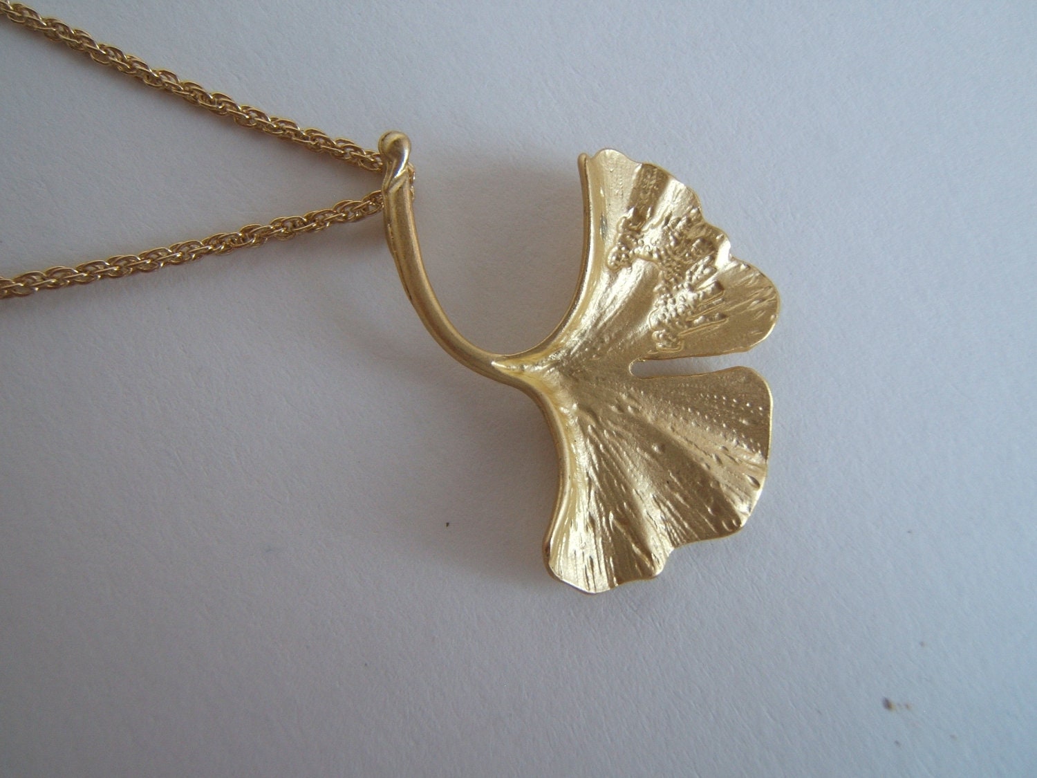 Ginkgo Necklace Gold Plated Leaf Charm Simple Everyday Modern Gingko Jewelry Springtime Sweet Chic
