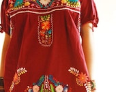 Elena Mexican vintage embroidered hippie chic tunic dress