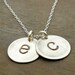 Two Letter Lowercase Typewriter Style Hand Stamped Charm Necklace, Sterling Silver Chelsea Duo by E. Ria Designs