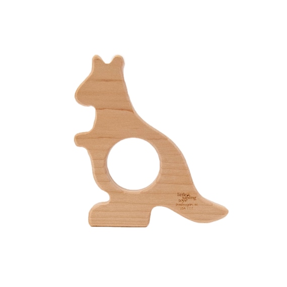 Wood Teether Kangaroo wooden toy natural baby toy