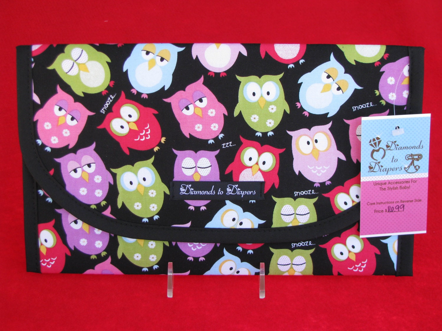 Snoozing Owls Diaper and Wipes Case Holder Clutch