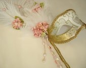 Peach Floral Venetian Mask
