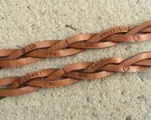 His and Hers - Personalized - Braided Leather Wristbands - set of two - 1/2 inch wide