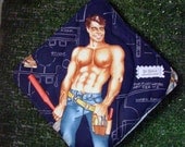Hot Dishes - Finally A Man Who's Handy In The Kitchen - Shirtless Construction Worker Pot Holders