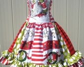 Custom Boutique Dr Seuss Fabric Grinch Christmas Dress Girl 2 3 4 5 6 7 8