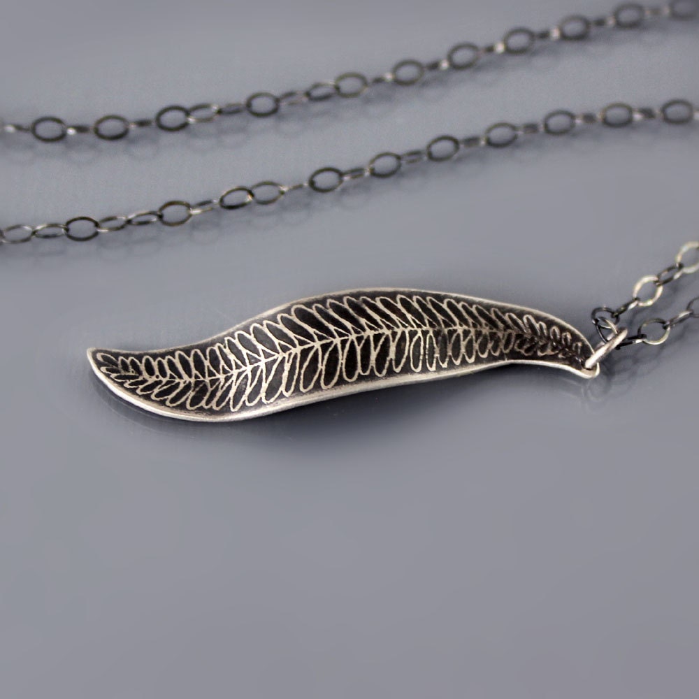 Fern Frond Necklace - Etched Silver Pendant