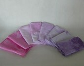 hand dyed cotton fat quarters, 8 fuchsia to grape purple, ombre