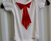 SALE ITEM- Infant Necktie Bodysuit in Red and Orange Spheres Pattern Sized 0 to 6 Months