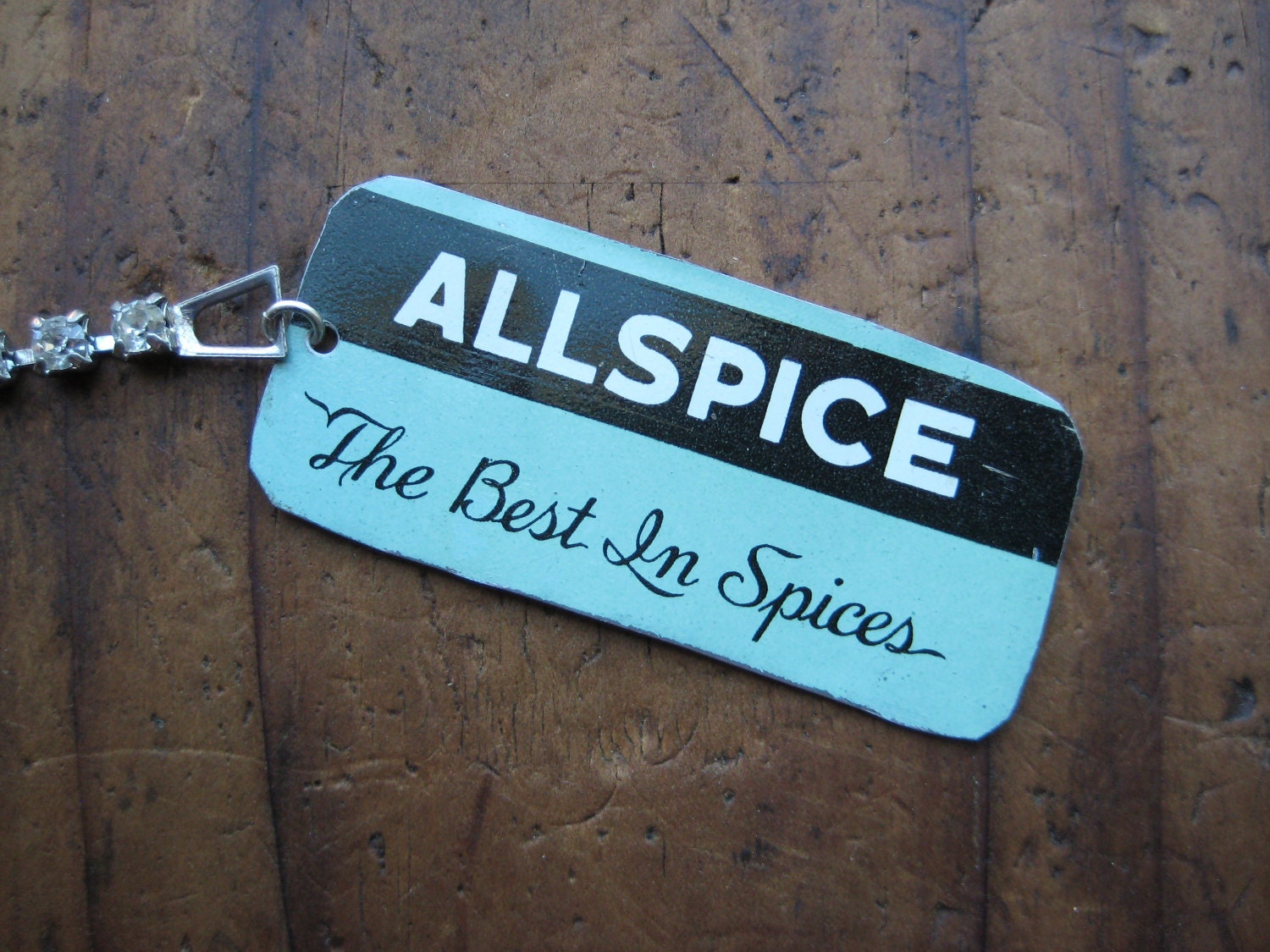 Vintage Teal Watkins Allspice Spice Tin Bookmark, Recycled Metal, Antique Tin, Gifts under 10, Teal Bookmark