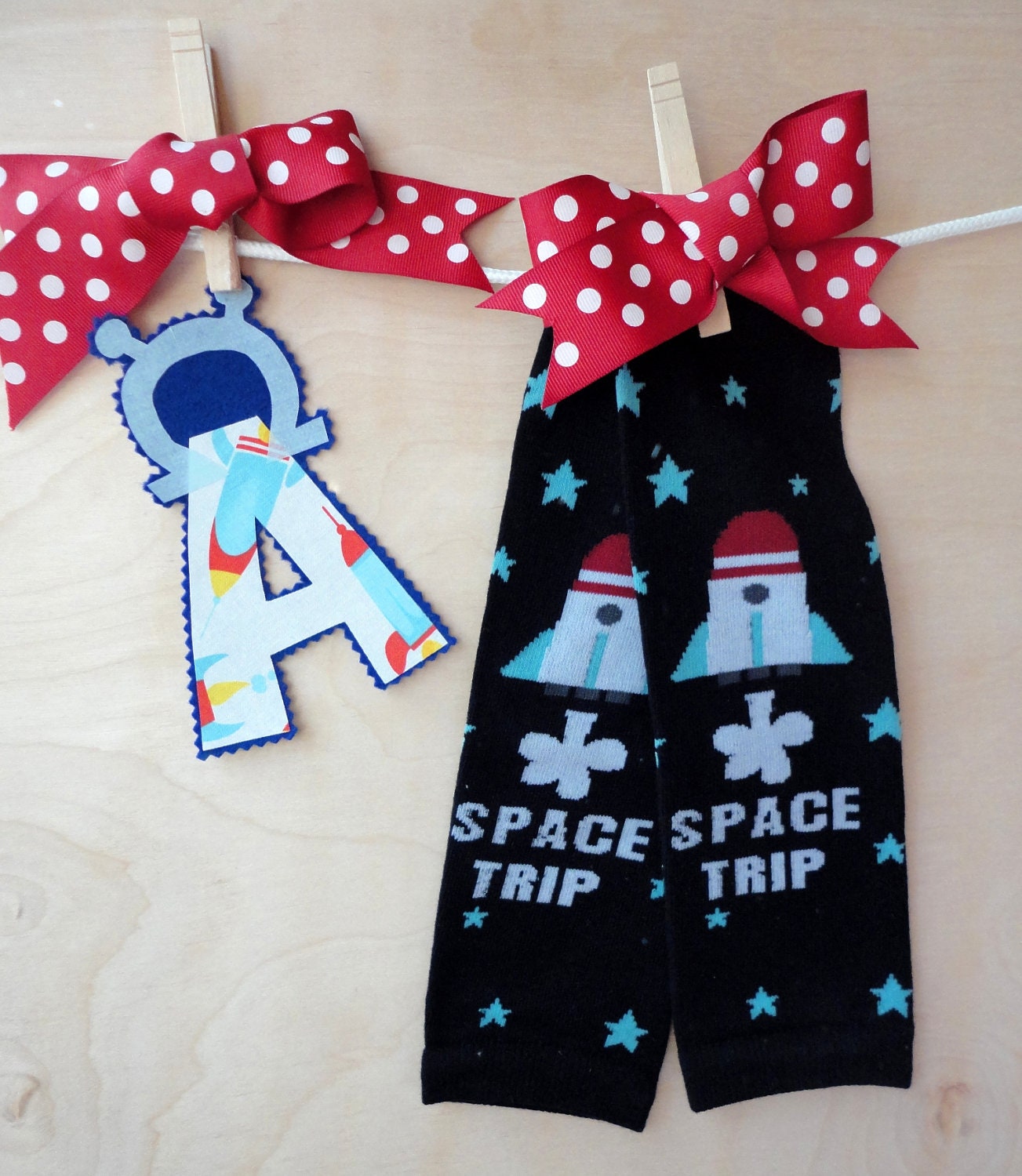 Astronaut Letter Iron On and Legwarmer SET