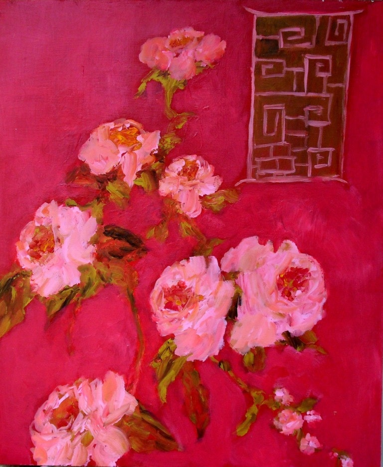 Red Chinoiserie with Roses