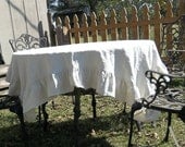 Ruffled Tablecloth Linen Wedding Decor Table Settings French Country Farmhouse Cottage Chic Dining Entertaining Tabletop Round Tablecloth