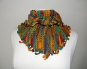 Hand knitted in merino,  triangular  scarf, Baktus scarf, in washable merino - greens and yellows free shipping worldwide