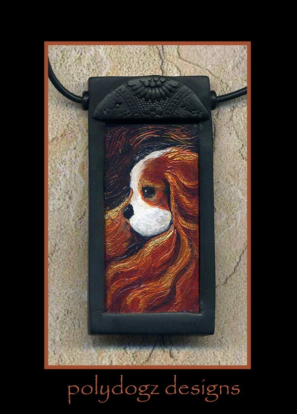 Hand Painted Cavalier King Charles Spaniel necklace